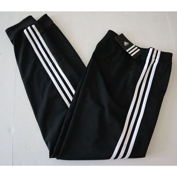adidas 952125 Big Boys Sz XL (18/20) Black/White 3-Stripe Fleece Jogger Pants - Picture 9 of 9